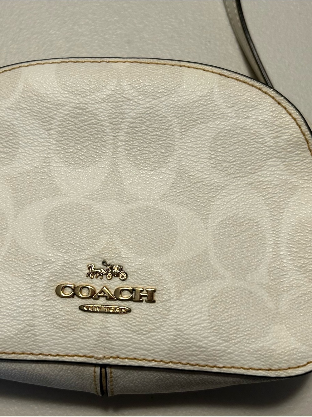 Coach Cream Signature Crossbody with Gold Logo